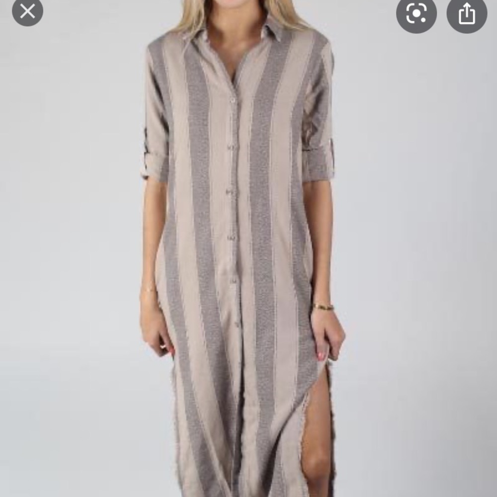 Bella Dahl frayed button up duster dress sz small